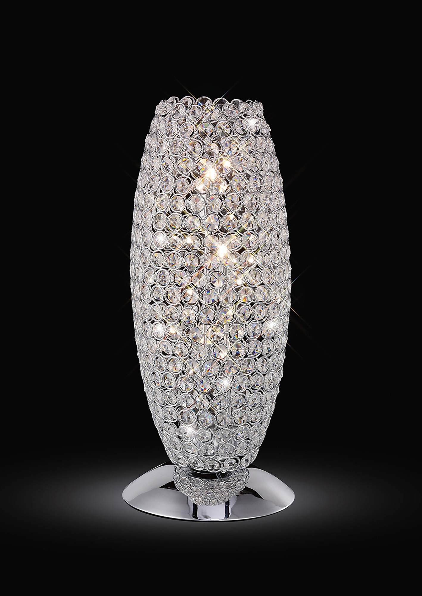 IL30411  Kos Crystal 45cm 3 Light Table Lamp Polished Chrome